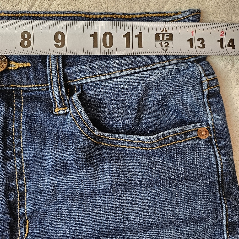 Sneak Peek Dark Wash Boho Flare Jeans with Side Slit & High Waist 26 - Picture 7 of 13